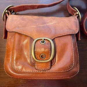 Coach Brown Leather Bleeker Tattersall Style Shoulder Bag
